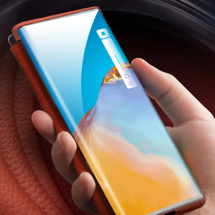For Huawei P40 QIALINO Litchi Texture Side Window View Leather Phone Case(Blue) - Huawei Cases by QIALINO | Online Shopping South Africa | PMC TechLife | Buy Now Pay Later Mobicred