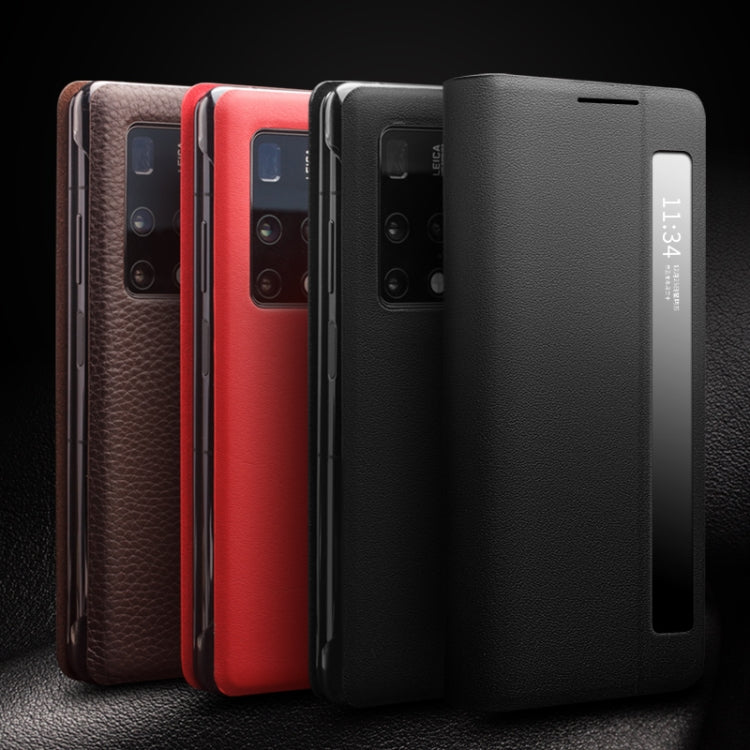 For Huawei Mate X2 QIALINO Genuine Leather Side Window View Smart Phone Case(Red) - free shipping - PMC TechLife - Order now!