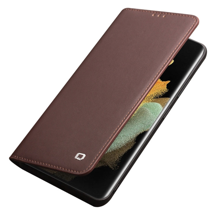 For Samsung Galaxy S21 Ultra 5G QIALINO Classic Gen2 Genuine Leather Phone Case(Brown) - free shipping - PMC TechLife - Order now!