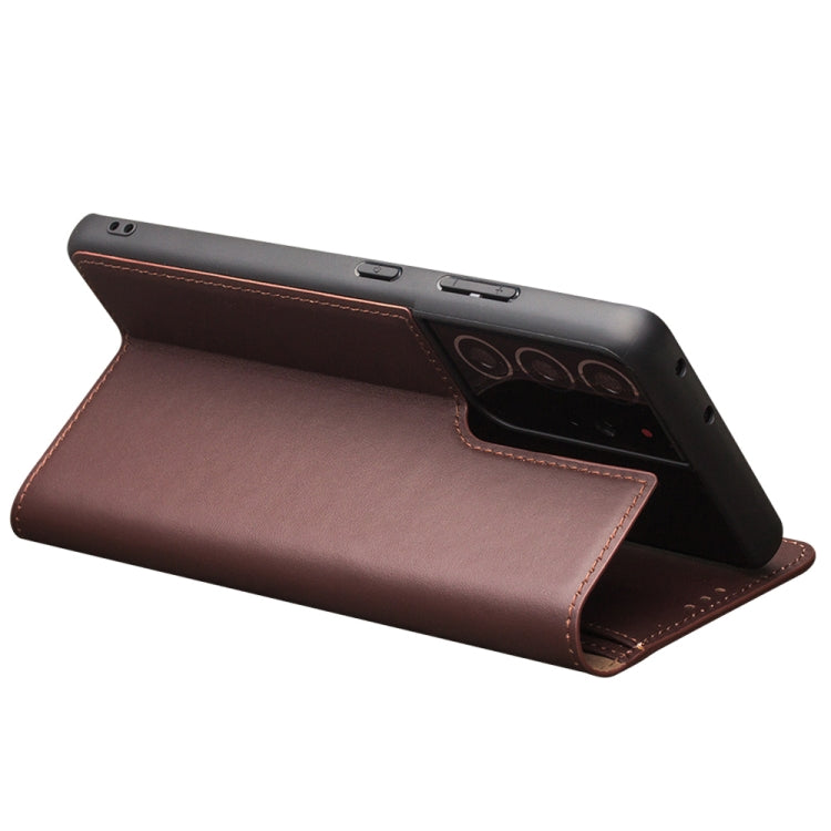For Samsung Galaxy S21 Ultra 5G QIALINO Classic Gen2 Genuine Leather Phone Case(Brown) - free shipping - PMC TechLife - Order now!