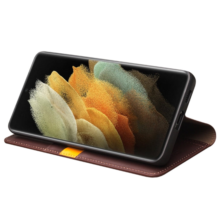 For Samsung Galaxy S21 Ultra 5G QIALINO Classic Gen2 Genuine Leather Phone Case(Brown) - free shipping - PMC TechLife - Order now!