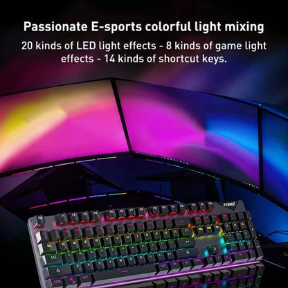 FOREV FVQ302 Mixed Color Wired Mechanical Gaming Illuminated Keyboard(White Green) - Wired Keyboard by PMC Jewellery | Online Shopping South Africa | PMC Jewellery | Buy Now Pay Later Mobicred