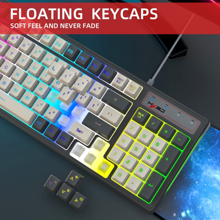 HXSJ V600 96-key RGB Backlit Dual-color Injection-molded Wired Gaming Keyboard - Wired Keyboard by HXSJ | Online Shopping South Africa | PMC Jewellery | Buy Now Pay Later Mobicred