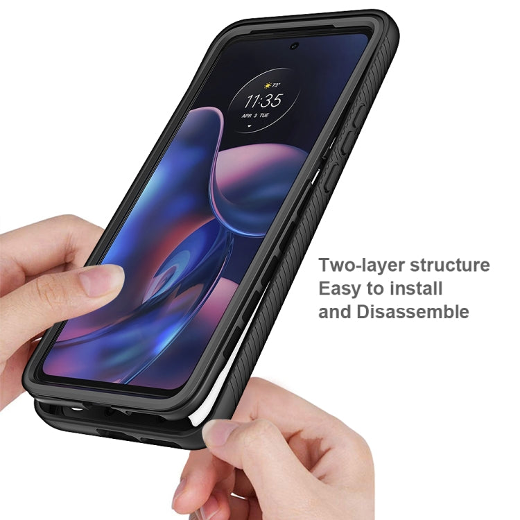For Motorola Moto Edge 2022 Starry Sky Solid Color TPU Clear PC Phone Case(Black) - Motorola Cases by PMC TechLife | Online Shopping South Africa | PMC TechLife
