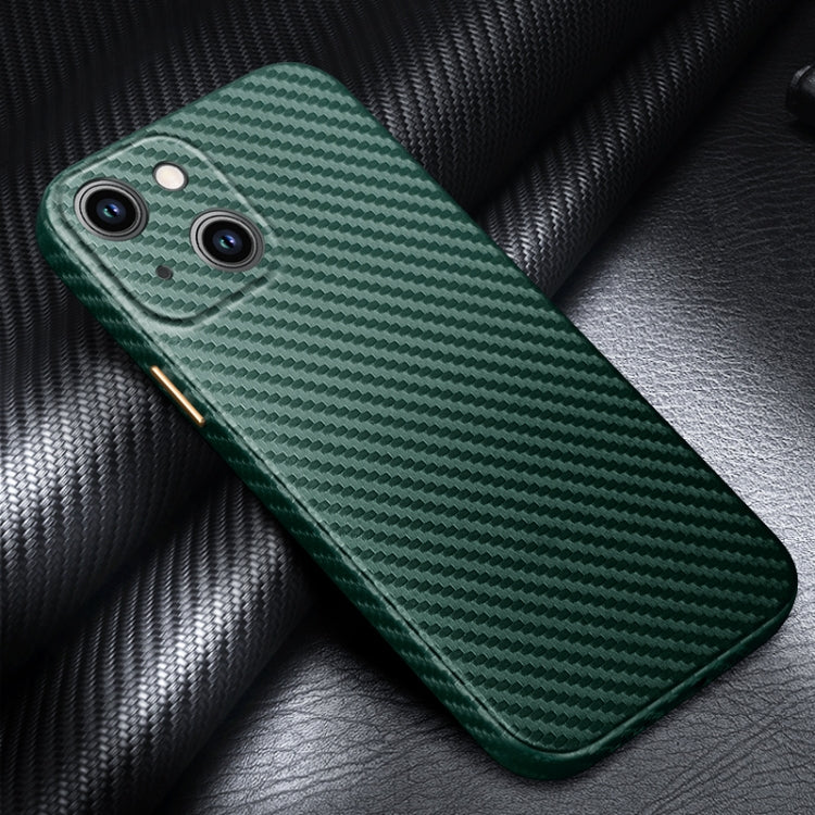 For iPhone 14 Plus R-JUST Carbon Fiber Texture Kevlar Phone Case(Green) - iPhone 14 Plus Cases by R-JUST | Online Shopping South Africa | PMC Jewellery