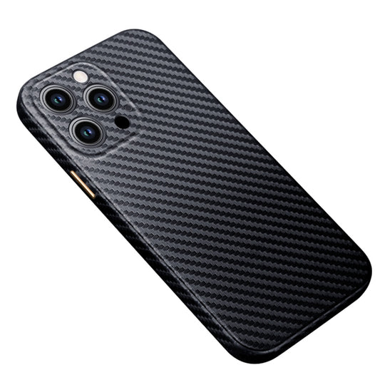 For iPhone 14 Pro R-JUST Carbon Fiber Texture Kevlar Phone Case(Black) - iPhone 14 Pro Cases by R-JUST | Online Shopping South Africa | PMC Jewellery