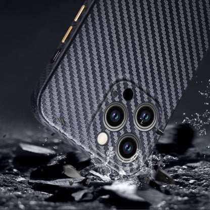 For iPhone 14 Pro R-JUST Carbon Fiber Texture Kevlar Phone Case(Black) - iPhone 14 Pro Cases by R-JUST | Online Shopping South Africa | PMC Jewellery