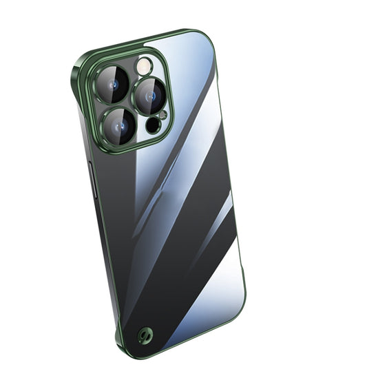 For iPhone 14 Pro Electroplating Frameless Clear PC Phone Case(Green) - iPhone 14 Pro Cases by PMC Jewellery | Online Shopping South Africa | PMC Jewellery | Buy Now Pay Later Mobicred