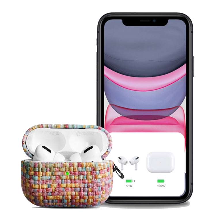 For AirPods 1 / 2 Weave Texture PU Shockproof Earphone Protective Case with Hook(Grey) - For AirPods 1/2 by PMC Jewellery | Online Shopping South Africa | PMC Jewellery | Buy Now Pay Later Mobicred
