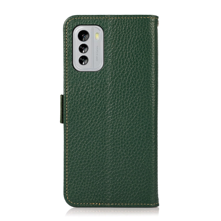 For Nokia G60 5G KHAZNEH Side-Magnetic Litchi Genuine Leather RFID Phone Case(Green) - Nokia Cases by PMC TechLife | Online Shopping South Africa | PMC TechLife | Buy Now Pay Later Mobicred