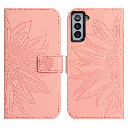 For Samsung Galaxy S21 FE 5G Skin Feel Sun Flower Pattern Flip Leather Phone Case with Lanyard(Pink) - Galaxy Phone Cases by PMC Jewellery | Online Shopping South Africa | PMC Jewellery