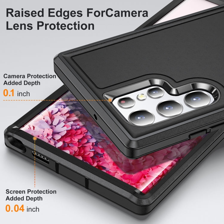 For Samsung Galaxy S23 ultra 5G 3 in 1 Rugged Holder Phone Case(Black) - Galaxy S23 Ultra 5G Cases by PMC TechLife | Online Shopping South Africa | PMC TechLife