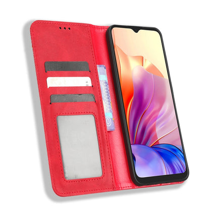 For Blackview OSCAL C80 Magnetic Buckle Retro Texture Leather Phone Case(Red) - More Brand by PMC Jewellery | Online Shopping South Africa | PMC Jewellery | Buy Now Pay Later Mobicred