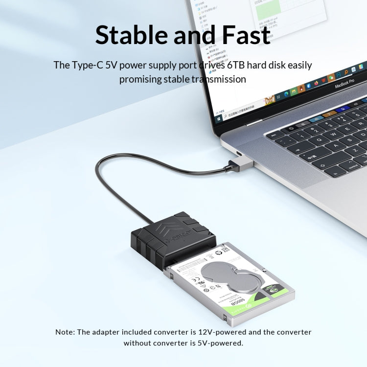 ORICO UTS1 Type-C / USB-C USB 3.0 2.5-inch SATA HDD Adapter with 12V 2A Power Adapter, Cable Length:0.5m(AU Plug) - free shipping - PMC Jewellery - Order now!