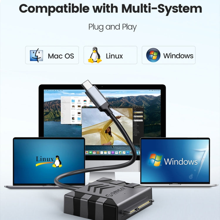 ORICO UTS1 Type-C / USB-C USB 3.0 2.5-inch SATA HDD Adapter with 12V 2A Power Adapter, Cable Length:0.5m(EU Plug) - free shipping - PMC Jewellery - Order now!