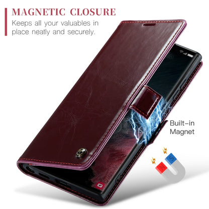 For Samsung Galaxy S22 Ultra 5G CaseMe 003 Crazy Horse Texture Leather Phone Case(Red) - Galaxy S22 Ultra 5G Cases by CaseMe | Online Shopping South Africa | PMC Jewellery | Buy Now Pay Later Mobicred