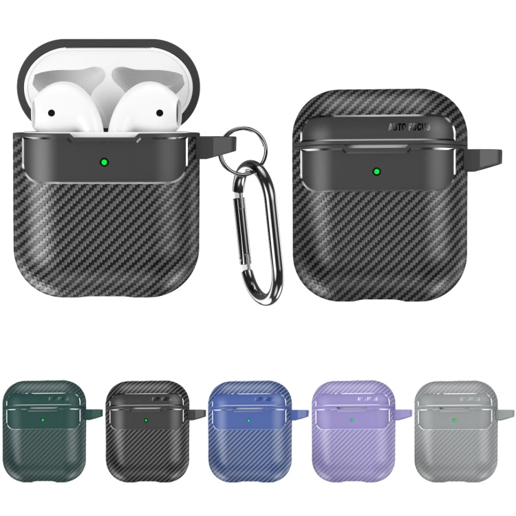 For AirPods 1 / 2 Carbon Fiber Texture Anti-fall Earphone Protective Case(Grey) - For AirPods 1/2 by PMC Jewellery | Online Shopping South Africa | PMC Jewellery | Buy Now Pay Later Mobicred