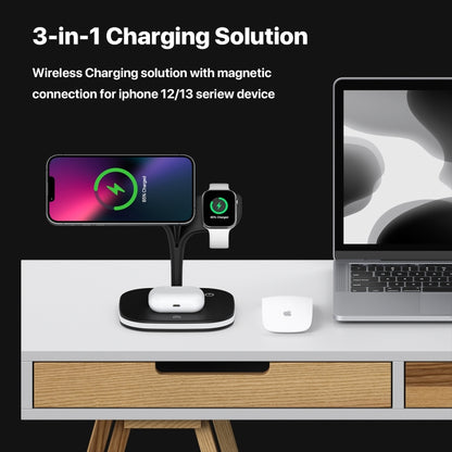 YM-UD22 15W 5 in 1 Magnetic Wireless Charger with Stand Function(Black) - Wireless Charger by PMC Jewellery | Online Shopping South Africa | PMC Jewellery | Buy Now Pay Later Mobicred