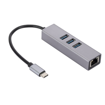 SL-030 USB-C / Type-C to Gigabit Ethernet RJ45 & 3 x USB 3.0 Adapter Converter HUB(Grey) - USB HUB by PMC Jewellery | Online Shopping South Africa | PMC Jewellery | Buy Now Pay Later Mobicred