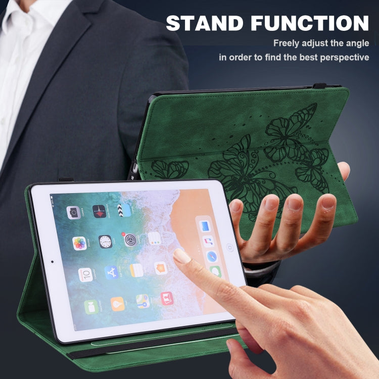 For Nokia T20 10.4 2021 Embossed Butterfly Pattern Leather Tablet Case(Green) - Nokia by PMC TechLife | Online Shopping South Africa | PMC TechLife | Buy Now Pay Later Mobicred