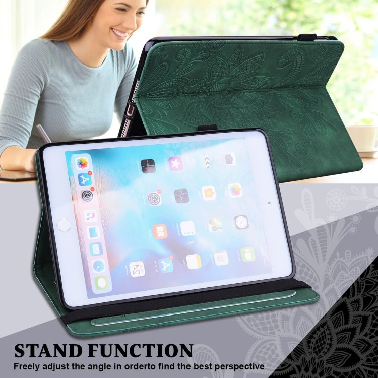 For Lenovo Tab M10 3rd Gen Lace Flower Embossing Pattern Leather Tablet Case(Green) - Lenovo by PMC TechLife | Online Shopping South Africa | PMC TechLife | Buy Now Pay Later Mobicred