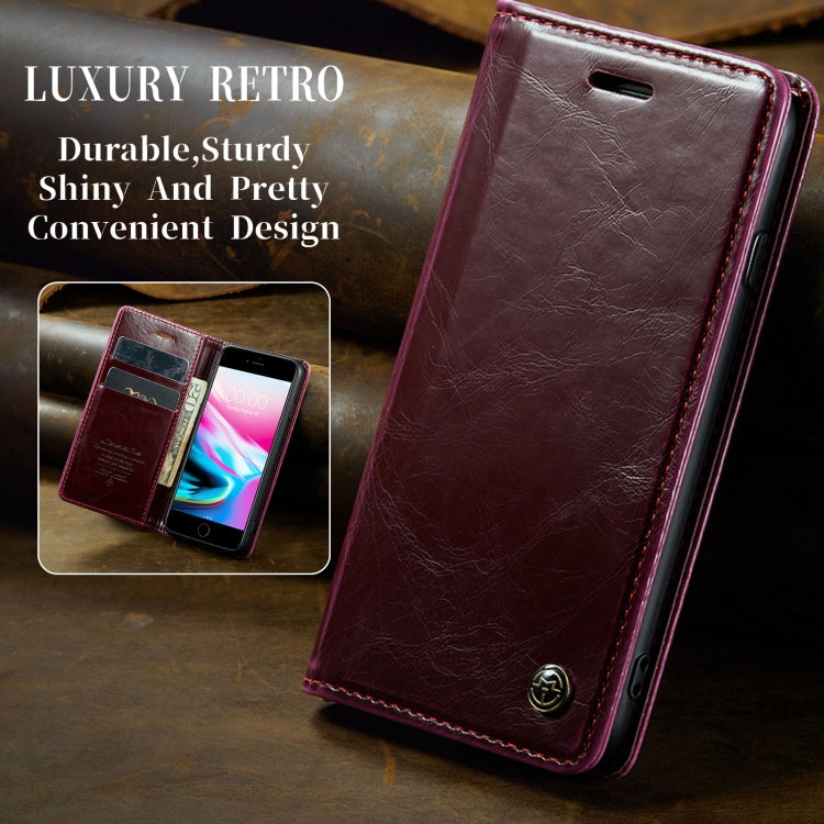 For iPhone SE 2022 / SE 2020 / 7 / 8 CaseMe 003 Crazy Horse Texture Leather Phone Case(Wine Red) - iPhone SE 2022 / 2020 / 8 / 7 Cases by CaseMe | Online Shopping South Africa | PMC Jewellery | Buy Now Pay Later Mobicred