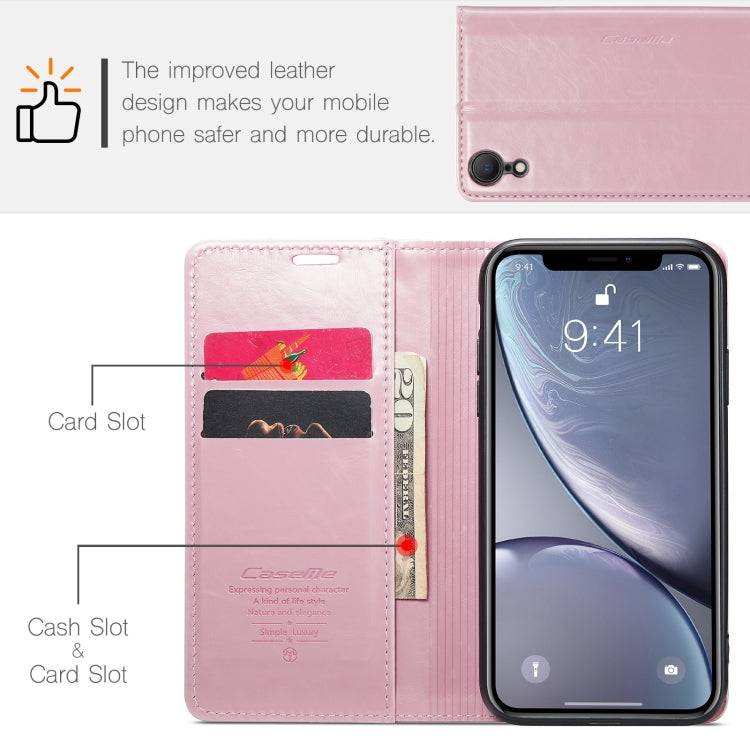 For iPhone XR CaseMe 003 Crazy Horse Texture Leather Phone Case(Pink) - More iPhone Cases by CaseMe | Online Shopping South Africa | PMC Jewellery | Buy Now Pay Later Mobicred