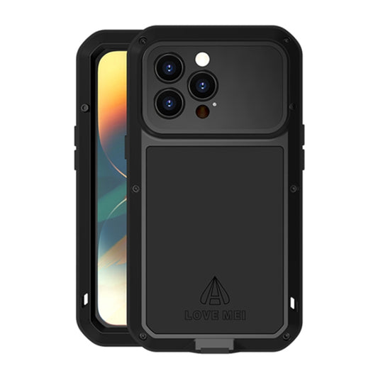 For iPhone 14 Pro Max LOVE MEI Metal Shockproof Life Waterproof Dustproof Phone Case(Black) - iPhone 14 Pro Max Cases by LOVE MEI | Online Shopping South Africa | PMC Jewellery