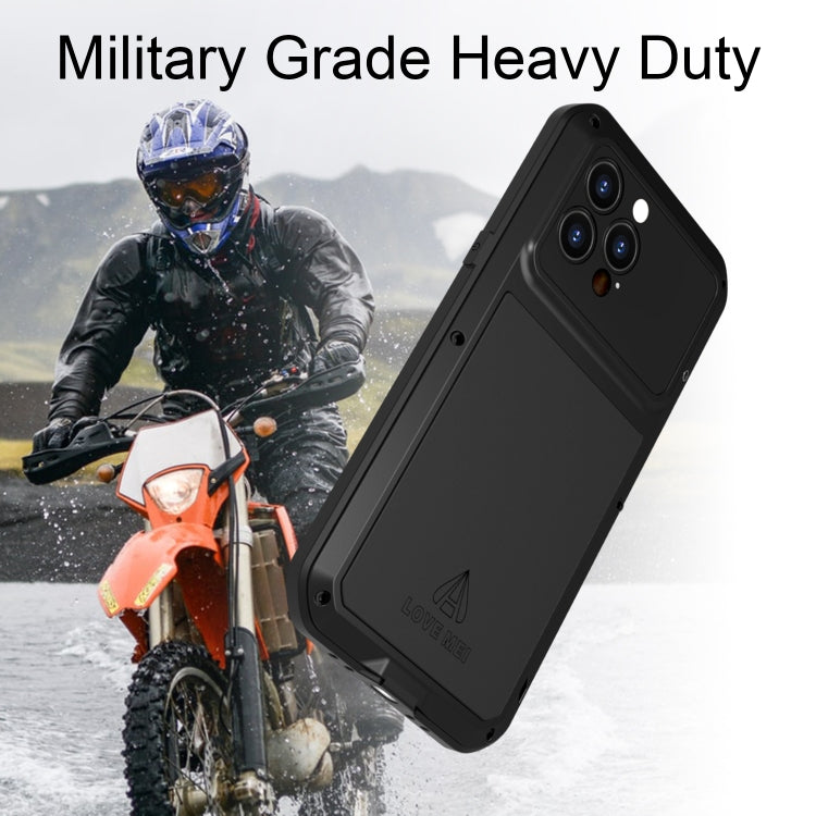 For iPhone 14 Pro Max LOVE MEI Metal Shockproof Life Waterproof Dustproof Phone Case(Black) - iPhone 14 Pro Max Cases by LOVE MEI | Online Shopping South Africa | PMC TechLife | Buy Now Pay Later Mobicred