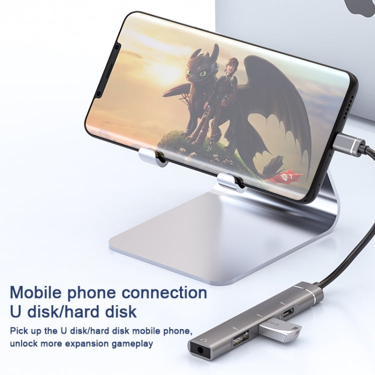 USB-C / Type-C to 3.5mm + 2USB + Type-C HUB Docking Station(Silver) - USB HUB by PMC Jewellery | Online Shopping South Africa | PMC Jewellery | Buy Now Pay Later Mobicred