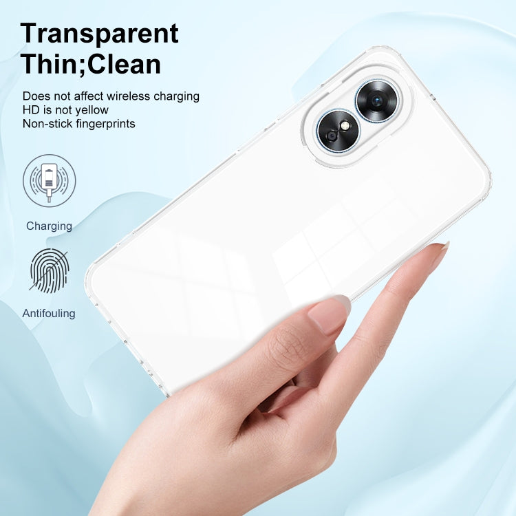 For OPPO A17 4G 3 in 1 Clear TPU Color PC Frame Phone Case(White) - OPPO Cases by PMC Jewellery | Online Shopping South Africa | PMC Jewellery | Buy Now Pay Later Mobicred