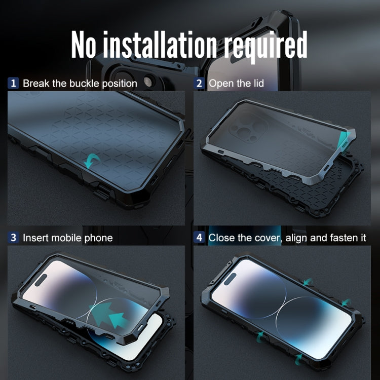 For iPhone 14 Pro Max R-JUST Life Waterproof Dustproof Shockproof Phone Case(Black) - free shipping - PMC TechLife - Order now!
