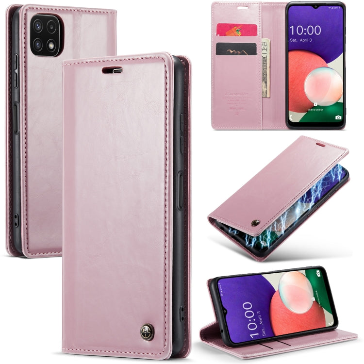 For Samsung Galaxy A22 5G / F42 5G CaseMe 003 Crazy Horse Texture Leather Phone Case(Rose Gold) - Galaxy Phone Cases by CaseMe | Online Shopping South Africa | PMC Jewellery | Buy Now Pay Later Mobicred