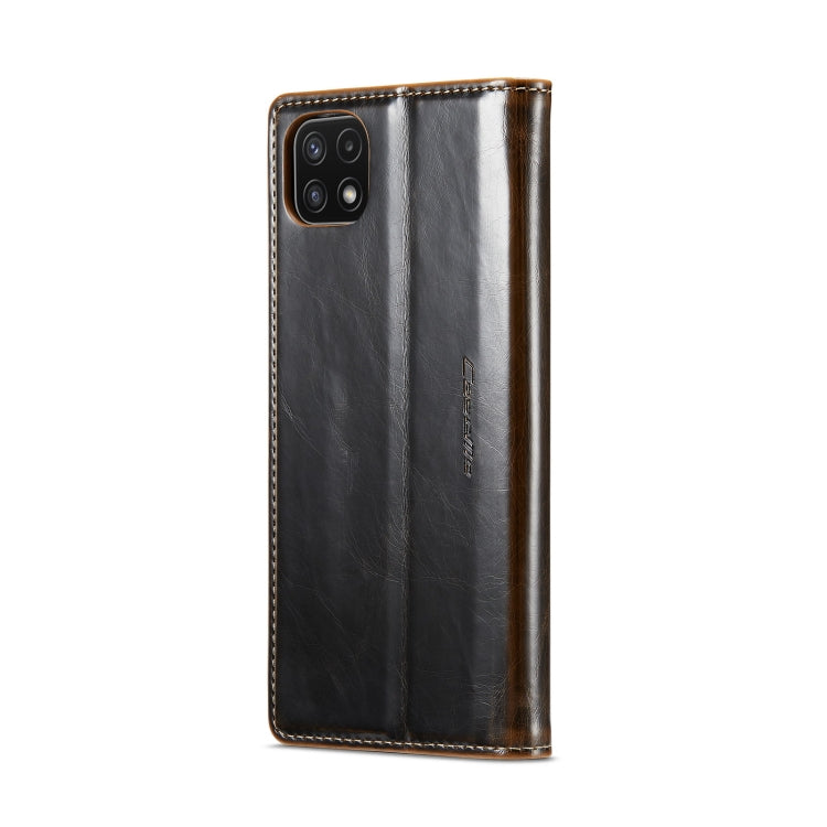 For Samsung Galaxy A22 5G / F42 5G CaseMe 003 Crazy Horse Texture Leather Phone Case(Coffee) - Galaxy Phone Cases by CaseMe | Online Shopping South Africa | PMC Jewellery | Buy Now Pay Later Mobicred