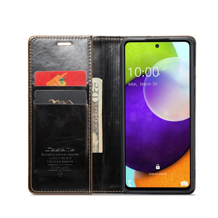 For Samsung Galaxy A52 CaseMe 003 Crazy Horse Texture Leather Phone Case(Coffee) - Galaxy Phone Cases by CaseMe | Online Shopping South Africa | PMC Jewellery | Buy Now Pay Later Mobicred