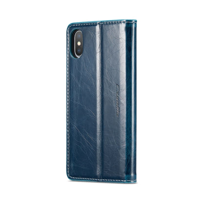 For iPhone XS CaseMe 003 Crazy Horse Texture Leather Phone Case(Blue) - More iPhone Cases by CaseMe | Online Shopping South Africa | PMC Jewellery | Buy Now Pay Later Mobicred