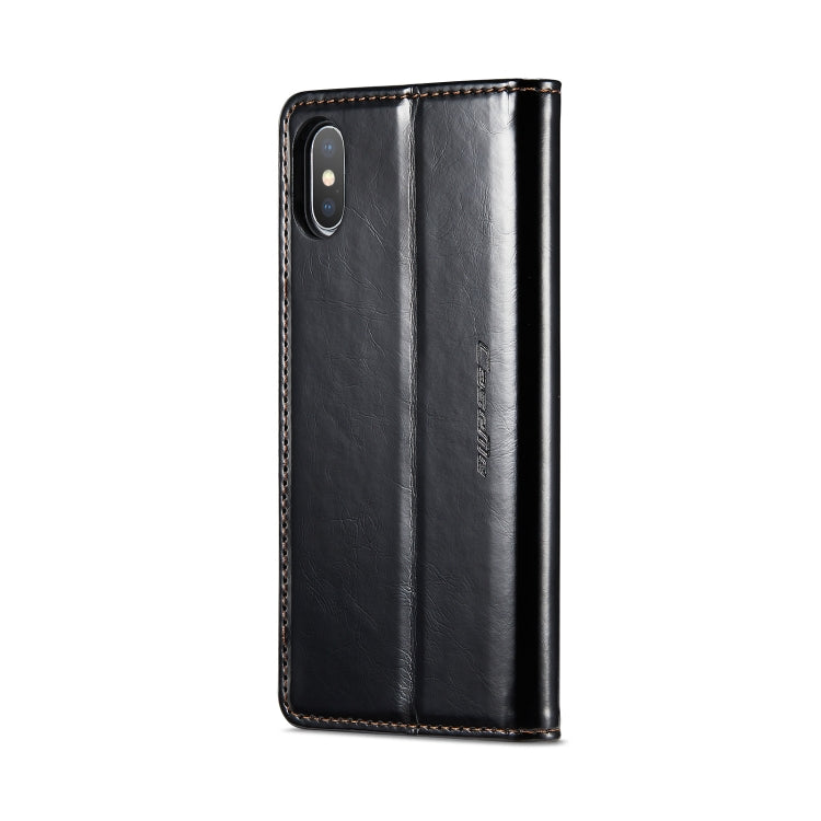 For iPhone XS CaseMe 003 Crazy Horse Texture Leather Phone Case(Black) - More iPhone Cases by CaseMe | Online Shopping South Africa | PMC Jewellery | Buy Now Pay Later Mobicred