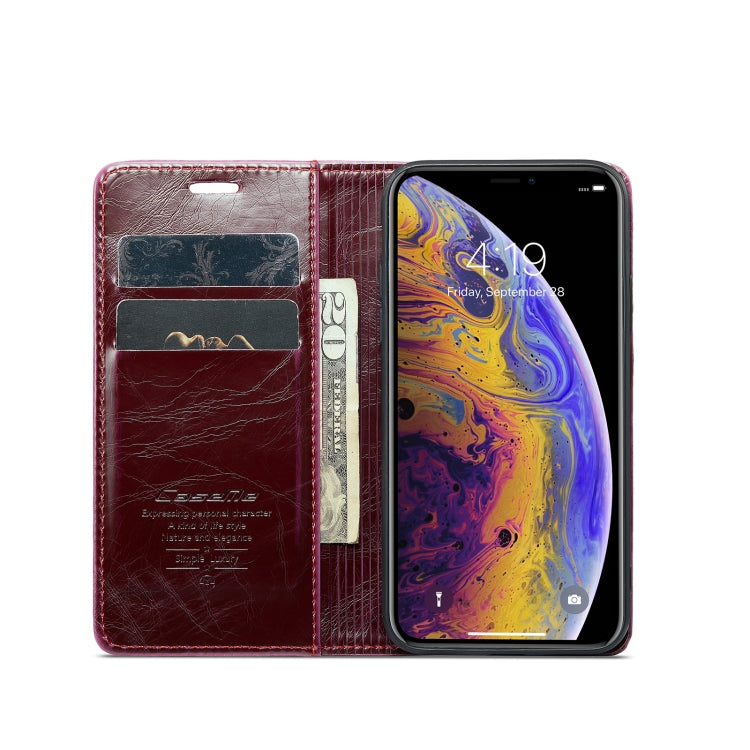 For iPhone XS Max CaseMe 003 Crazy Horse Texture Leather Phone Case(Wine Red) - More iPhone Cases by CaseMe | Online Shopping South Africa | PMC Jewellery | Buy Now Pay Later Mobicred