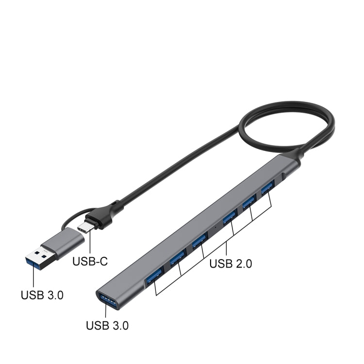 Onten OT-UCA9702 2 in 1 7-port Portable Multifunctional HUB Docking Station - free shipping - PMC Jewellery - Order now!