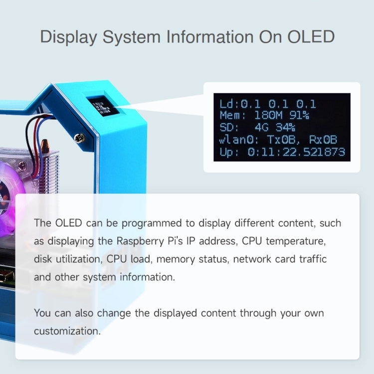 For Raspberry Pi 4B Waveshare Desktop Computer Fan LED Light Mini Tower Set(Blue) - free shipping - PMC Jewellery - Order now!