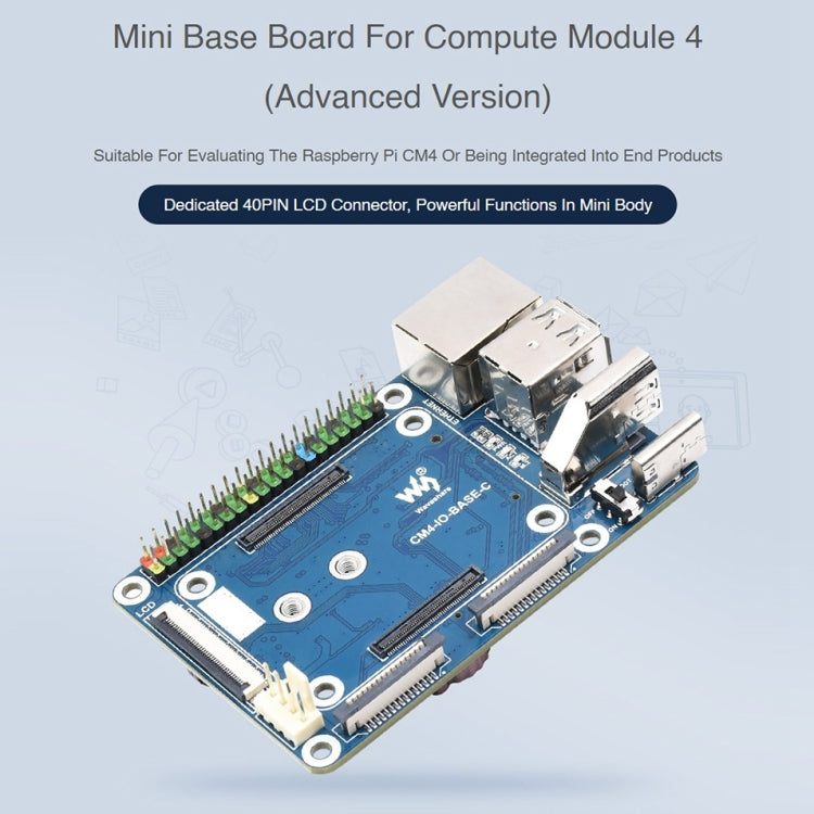 Waveshare Mini Base Board Designed for Raspberry Pi Compute Module 4 - Mini PC Accessories by WAVESHARE | Online Shopping South Africa | PMC Jewellery | Buy Now Pay Later Mobicred