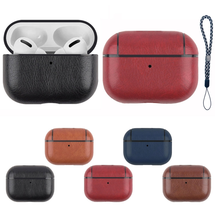 For AirPods Pro 2 Wireless Earphone Leather Shockproof Protective Case with Lanyard(Blue) - For AirPods Pro 2 by PMC Jewellery | Online Shopping South Africa | PMC Jewellery | Buy Now Pay Later Mobicred