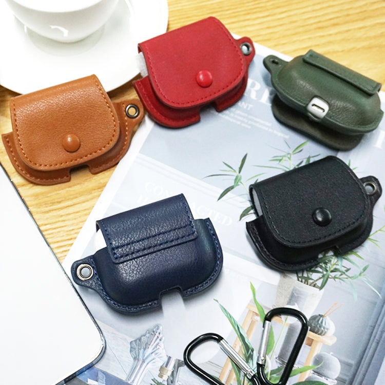 For AirPods 1 / 2 Backpack Style PU Leather Earphone Protective Case with Lanyard(Dark Blue) - For AirPods 1/2 by PMC Jewellery | Online Shopping South Africa | PMC Jewellery | Buy Now Pay Later Mobicred