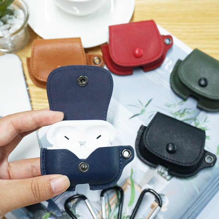 For AirPods Pro Backpack Style PU Leather Earphone Protective Case with Lanyard(Army Green) - free shipping - PMC Jewellery - Order now!