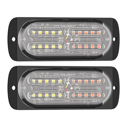 2pcs DC12-24V 3.2W Car 20LED Ultra-thin Strobe Light(White + Yellow Light) - Warning Lights by PMC Jewellery | Online Shopping South Africa | PMC Jewellery | Buy Now Pay Later Mobicred