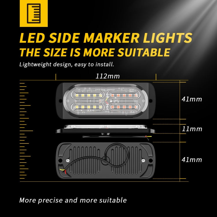 2pcs DC12-24V 3.2W Car 20LED Ultra-thin Strobe Light(White + Yellow Light) - Warning Lights by PMC Jewellery | Online Shopping South Africa | PMC Jewellery | Buy Now Pay Later Mobicred