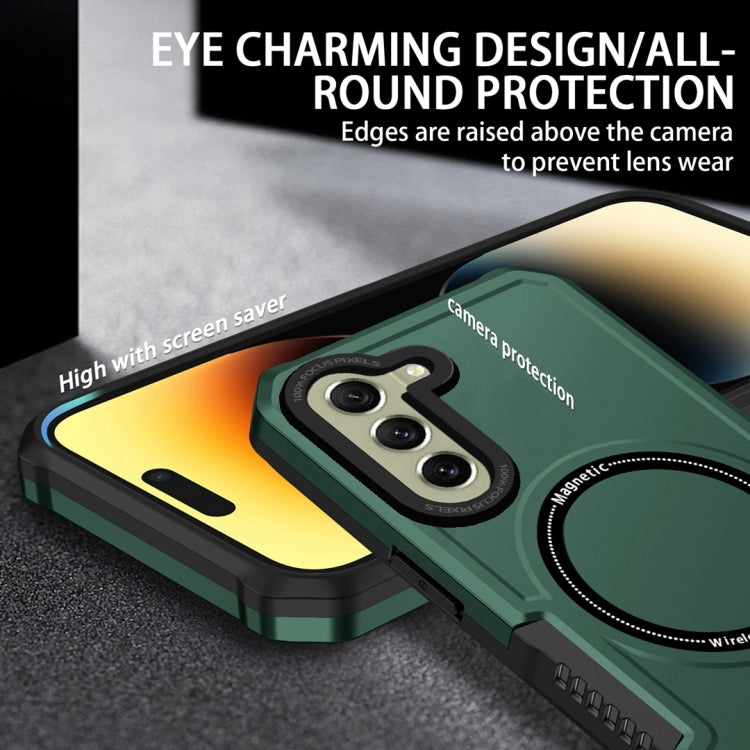 For Samsung Galaxy S21 FE 5G MagSafe Shockproof Armor Phone Case(Dark Green) - Galaxy Phone Cases by PMC TechLife | Online Shopping South Africa | PMC TechLife