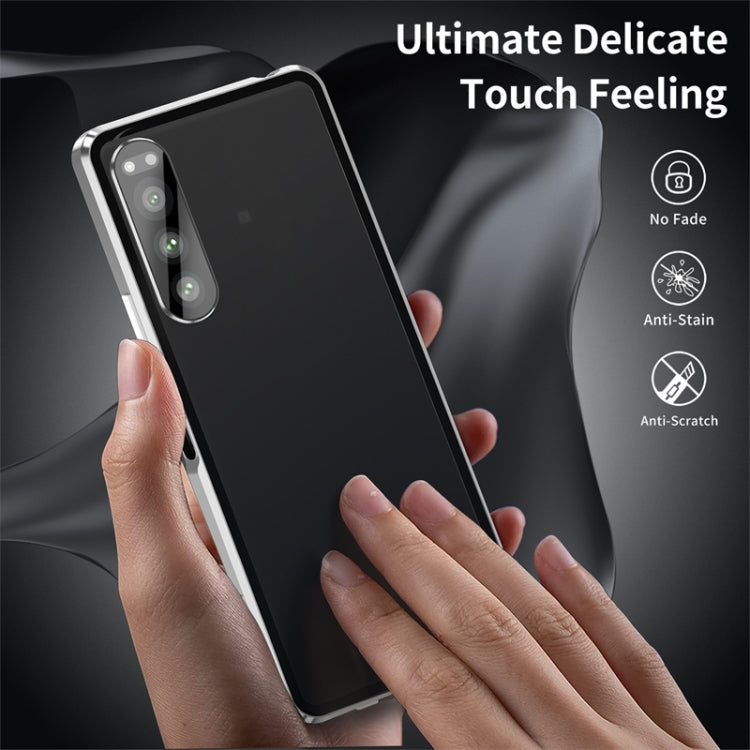 For Sony Xperia 5 IV HD Magnetic Metal Tempered Glass Phone Case(Silver) - Sony Cases by PMC TechLife | Online Shopping South Africa | PMC TechLife | Buy Now Pay Later Mobicred