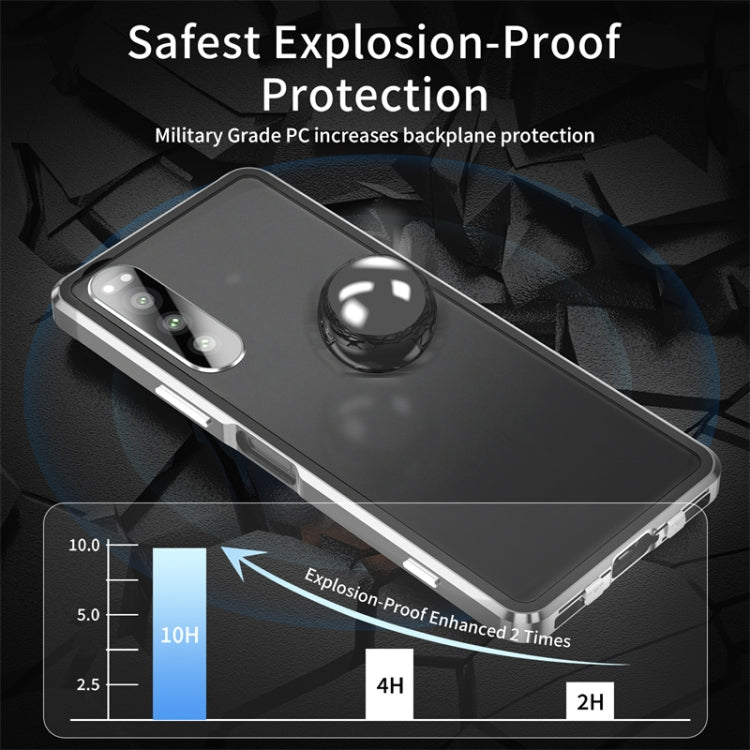 For Sony Xperia 5 IV HD Magnetic Metal Tempered Glass Phone Case(Silver) - Sony Cases by PMC TechLife | Online Shopping South Africa | PMC TechLife | Buy Now Pay Later Mobicred