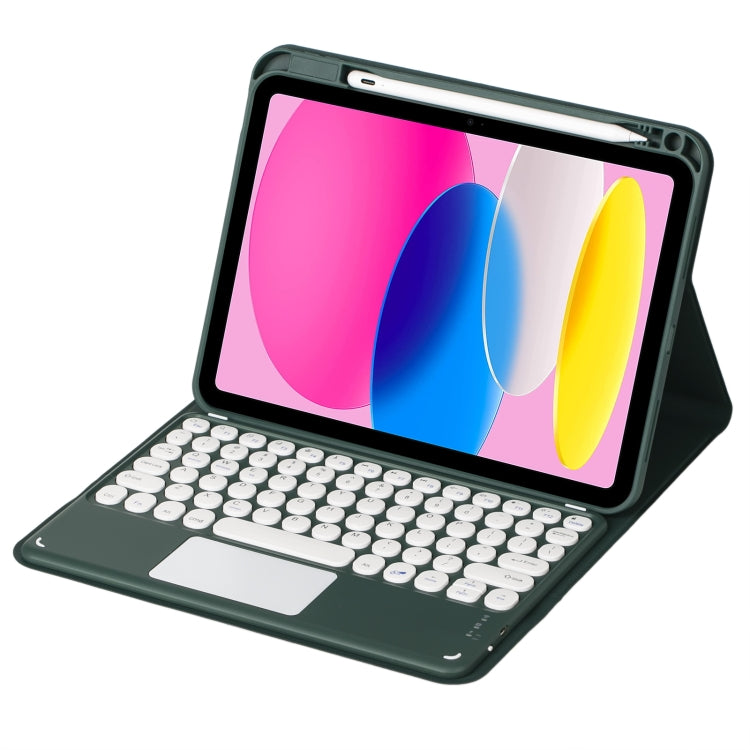 For iPad 10th Gen 10.9 2022 SA-10C Bluetooth Touch Keyboard Leather Tablet Case with Pen Slot(Dark Green) - free shipping - PMC TechLife - Order now!